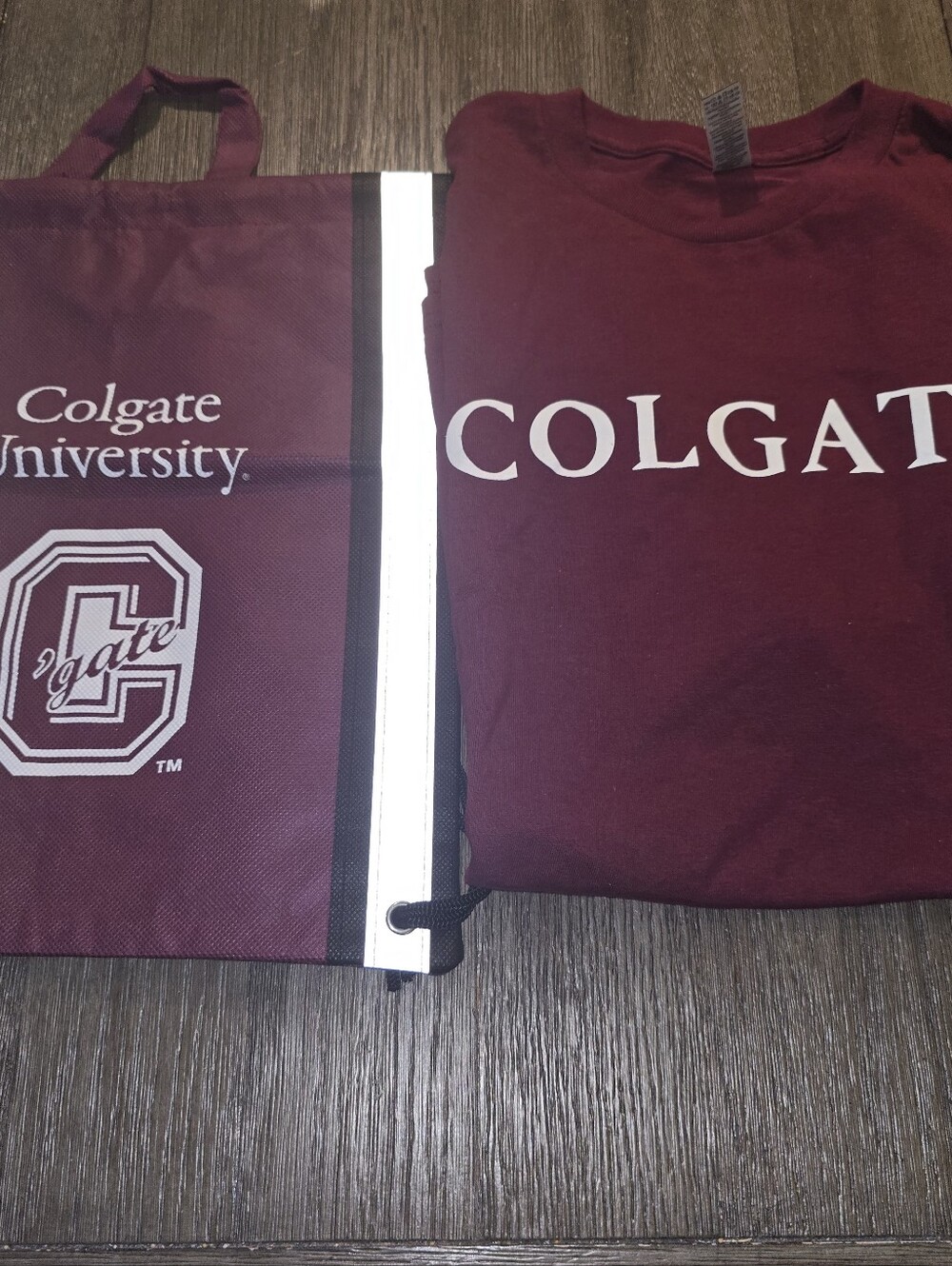 Colgate University Bundle Tshirt/string Backpack Nwot